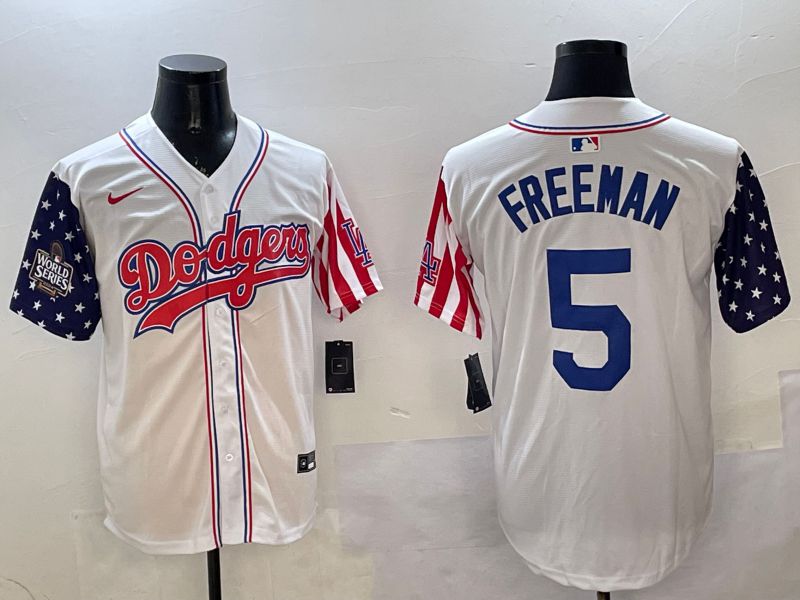 Men Los Angeles Dodgers #5 Freeman White a generation of national flags Joint name 2025 Nike MLB Jersey style 3